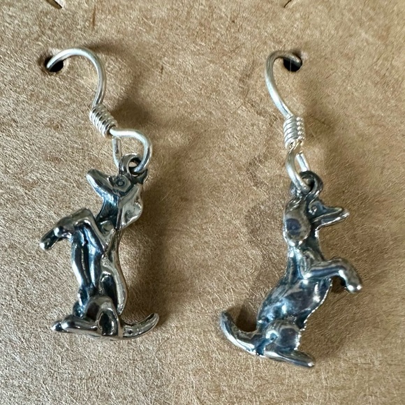 Adorable Little Silver Dog Earrings - Picture 1 of 3